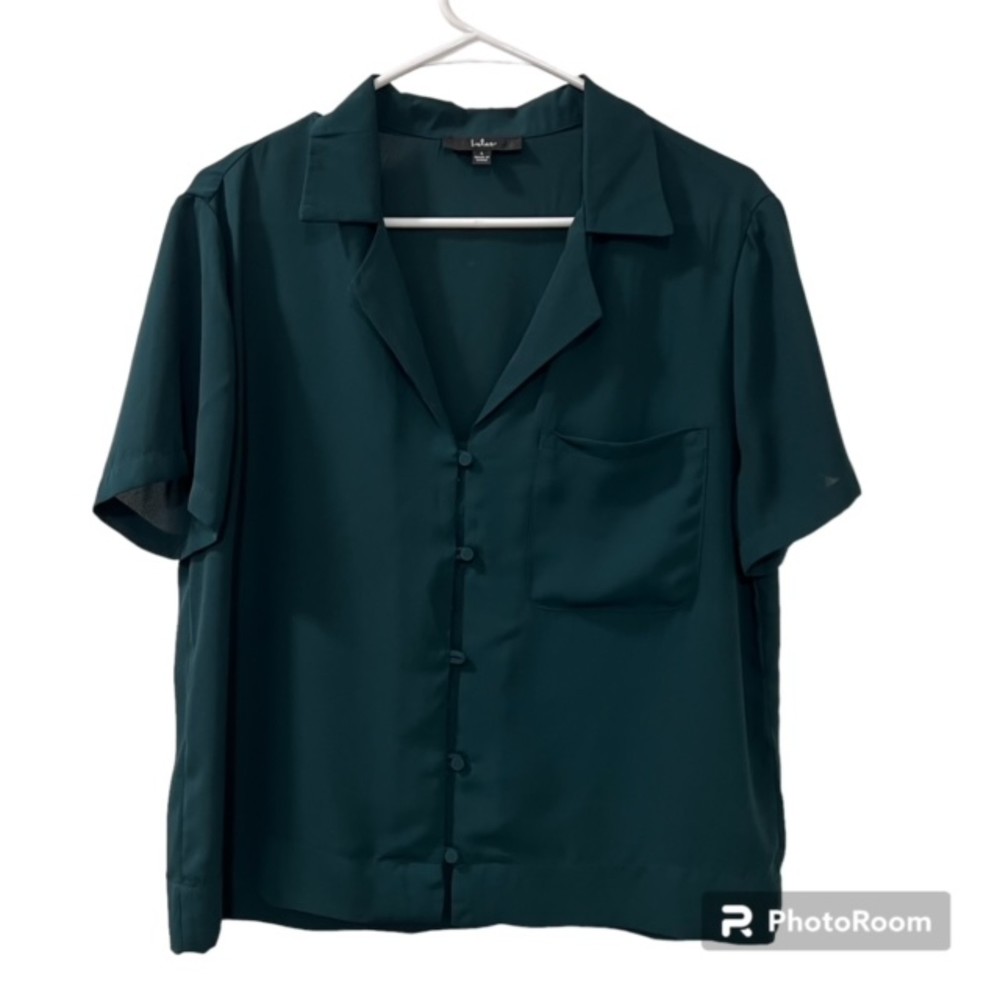 Lulu's Dark Green Button-Up Blouse